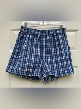 Old Navy Blue White Plaid Print Breathable Boxer Briefs Mens Sz M